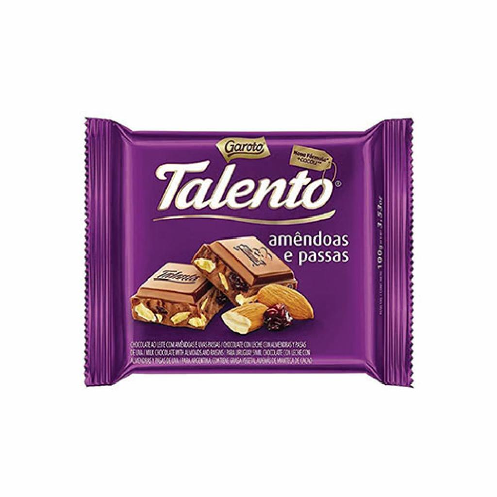 Garoto Choc. Talento Amendoas e Passas 8x12x90g
