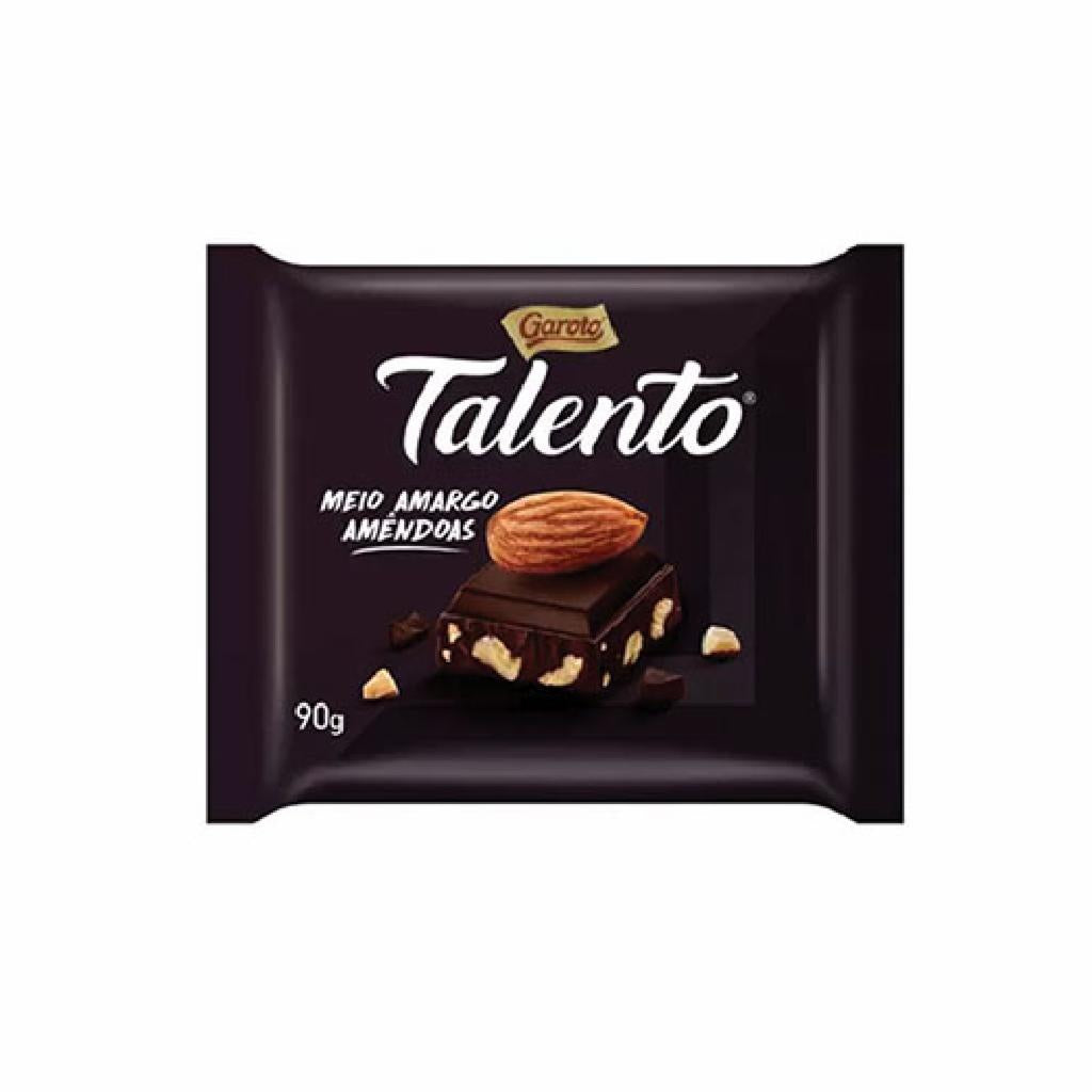 Garoto Choc. Talento Choc. Meio Amargo e Amendoas 8x12x90g