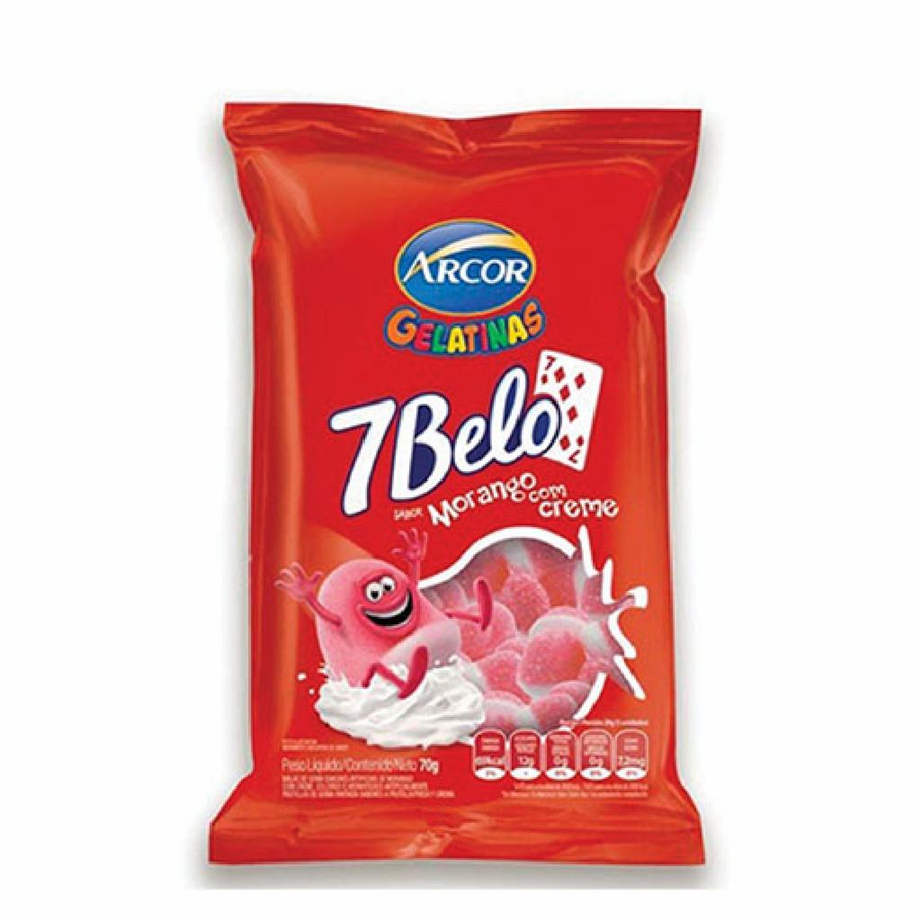 Arcor 7 Belo Bala Gel. Creme de Morango 28x70g