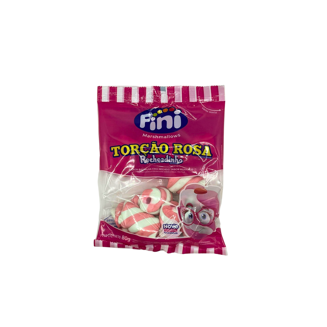 Fini Bala Marshmallow Rech Torcao Rosa 12x80g