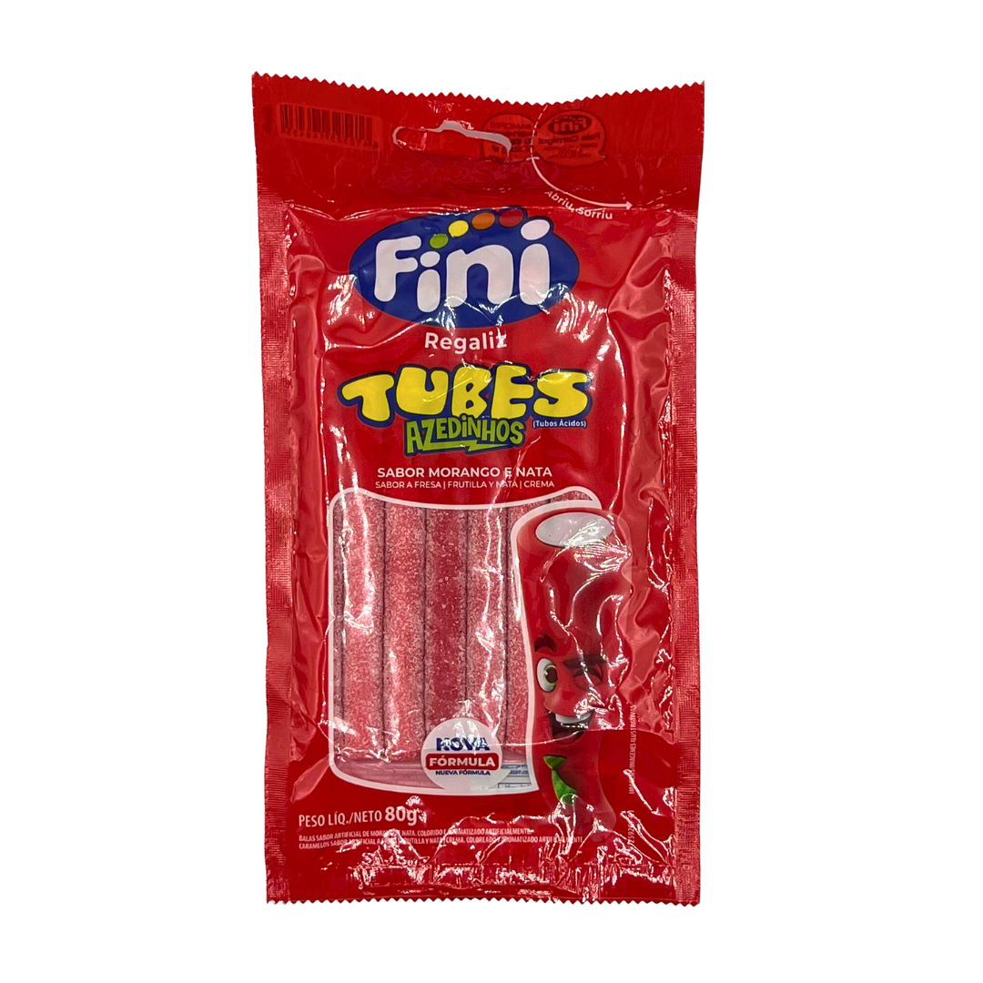 Fini Bala Tubes Citrico Morango 12x80g